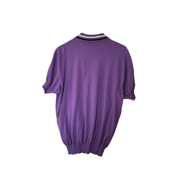 Plan C Striped Collar Cotton Knit Polo, Lavender, Size 42 IT, New with tag - Picture 2 of 15